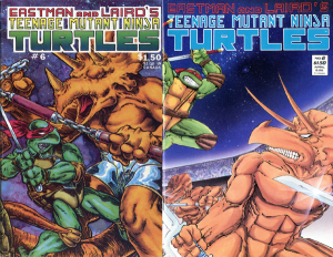 Left: first print of TMNT #6; Right: second print.